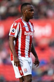 STOKE ON TRENT, ENGLAND - MAY 13:  Saido Berahino of Stoke City during the Premier League match between Stoke City and Arsenal at Bet365 Stadium on May 13, 2017 in Stoke on Trent, England.  (Photo by Gareth Copley/Getty Images)